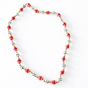 J. CREW Long Necklace Gold Crystal Red Beads